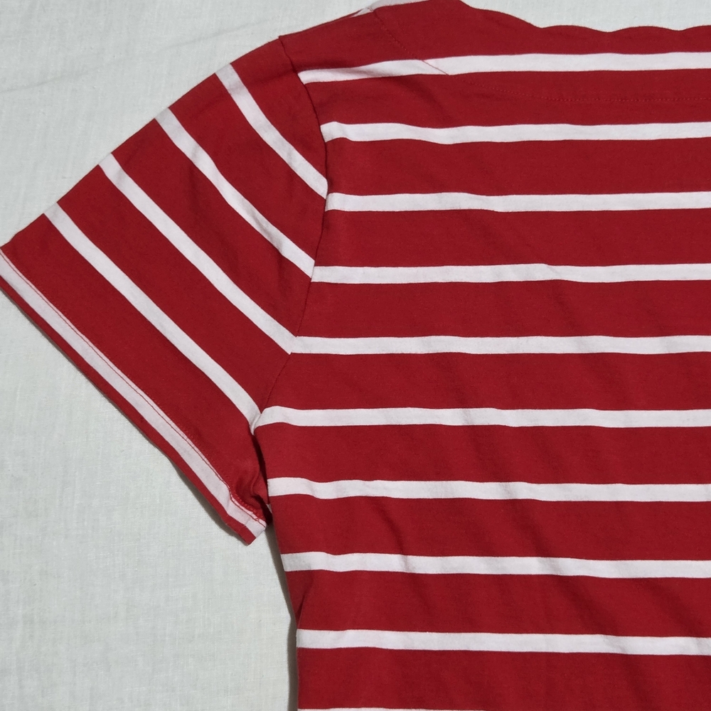 Talbots Scallop Red and White Striped Tee - Picture 8 of 15